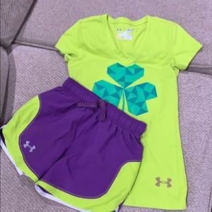 Under Armour Girls shamrock shirt and short set